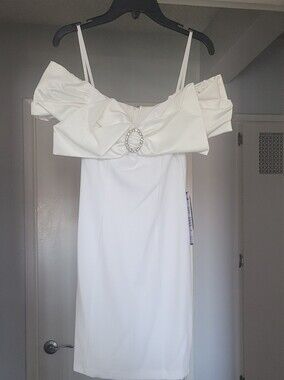 Off Shoulder Mini Dress With Bow Detail